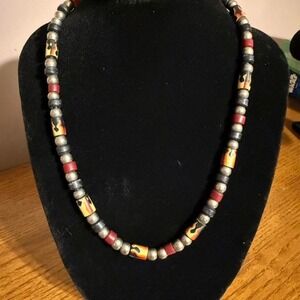 Red and Black beaded necklace